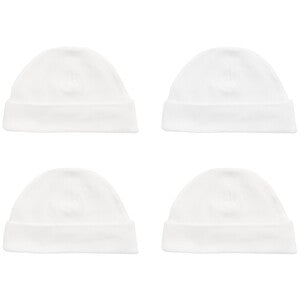 M&S Core Hats 4 pack, 1 Month, White