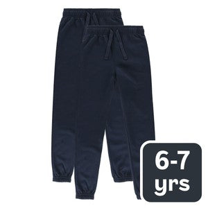 M&S Kids Cotton-Rich Joggers, 6-7 Years, Navy