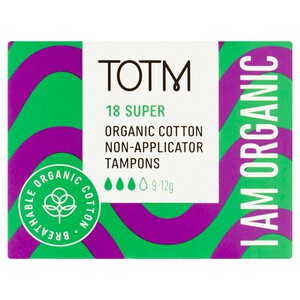 TOTM Organic Cotton Non-Applicator Tampons Super