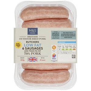 M&S Butchers British Low fat 6 Pork Sausages