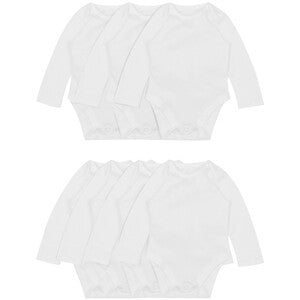 M&S Baby Cotton Long Sleeve Bodysuits, White, 0-3 Months