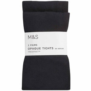 M&S Girls Denier School Tights, 11-12 Years, Black