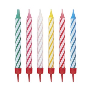 Striped Birthday Candles In Holders