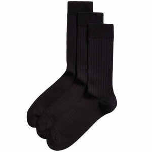 M&S Mens Egyptian Cotton Rich Ribbed Socks, 6-8.5, Black