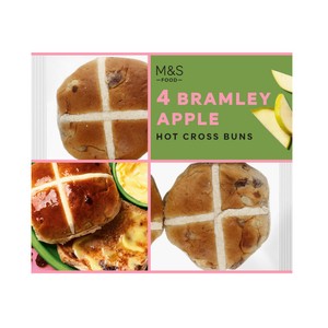 M&S 4 Bramley Apple Hot Cross Buns