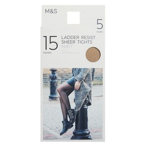 M&S Collection Womens 15 Denier Matt Tights, Extra Large, Rose Quartz