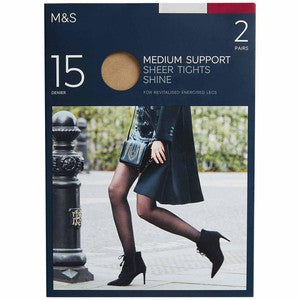 M&S Womens 15 Denier Medium Support Tights, Medium, Opaline