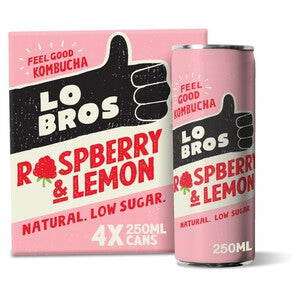 Lo Bros Kombucha Raspberry & Lemon Low Sugar Multipack