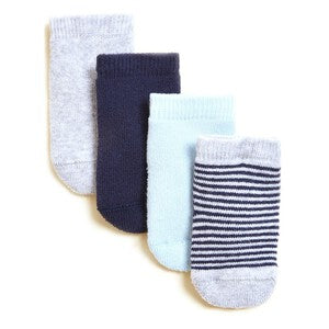 M&S Cotton Terry Baby Socks, 0-6 Months, Blue