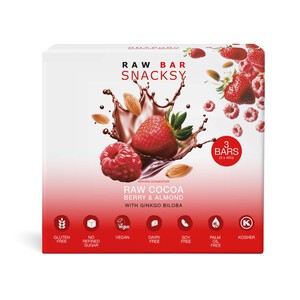 Snacksy Raw, Vegan, Alternative Chocolate Bar, Berry & Gingko Biloba