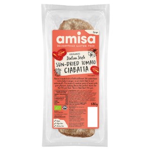 Amisa Organic Gluten Free White Sun-Dried Tomato Ciabatta