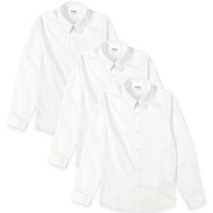 M&S Boys Slim Fit Easy to Iron Shirts, 5-6 Years, White