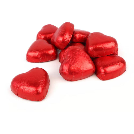 Red Foiled Milk Chocolate Hearts 250g Bag