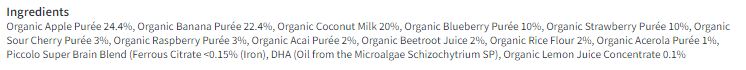Piccolo Organic Brain Boost Supersmoothie - Berry Bliss with Coconut 90g